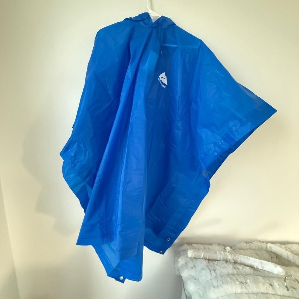 Ozark Trail Blue‎ Waterproof Hooded Rain Poncho EVA Reusable Snap Side 50x80